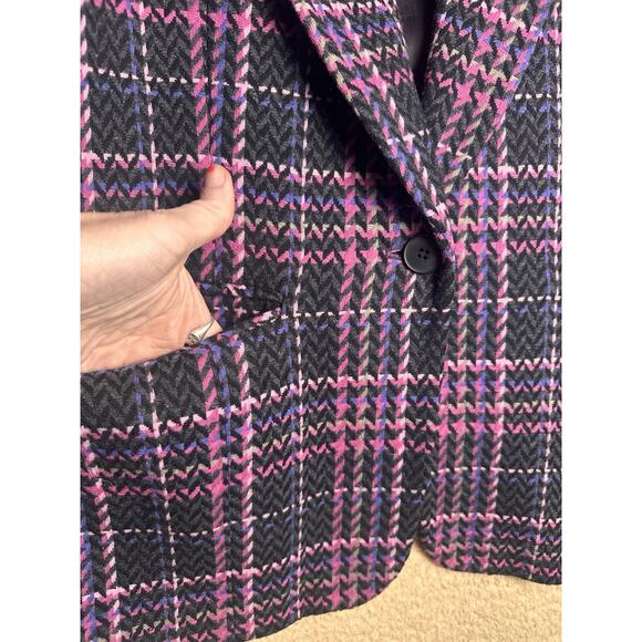 Vtg 80’s Pendleton Women Blazer 14 Pink Purple Gray Plaid 100% Virgin Wool USA - Picture 6 of 16